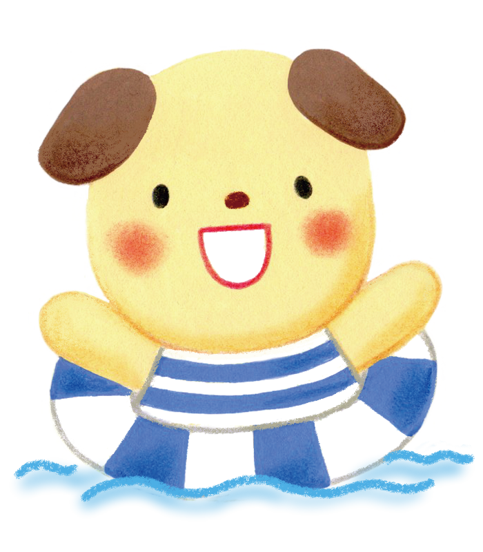 浮き輪をしている いぬ