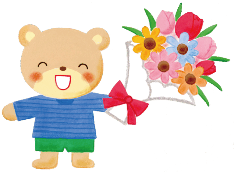 花束を持っている くま